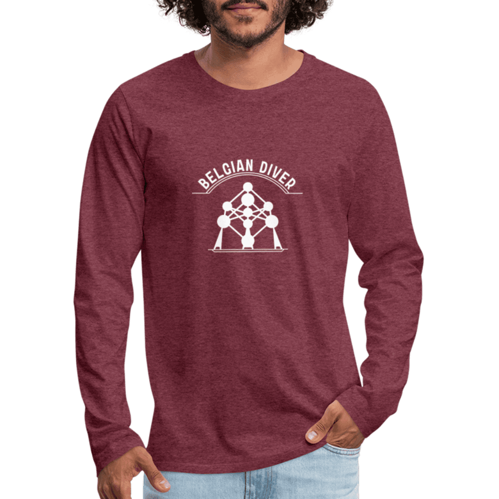 Belgian diver - longsleeve (heren) - bordeaux gemêleerd