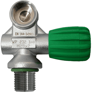 Nitrox mono kraan DIN144-3, 232 Bar M26x2 links - D-Center