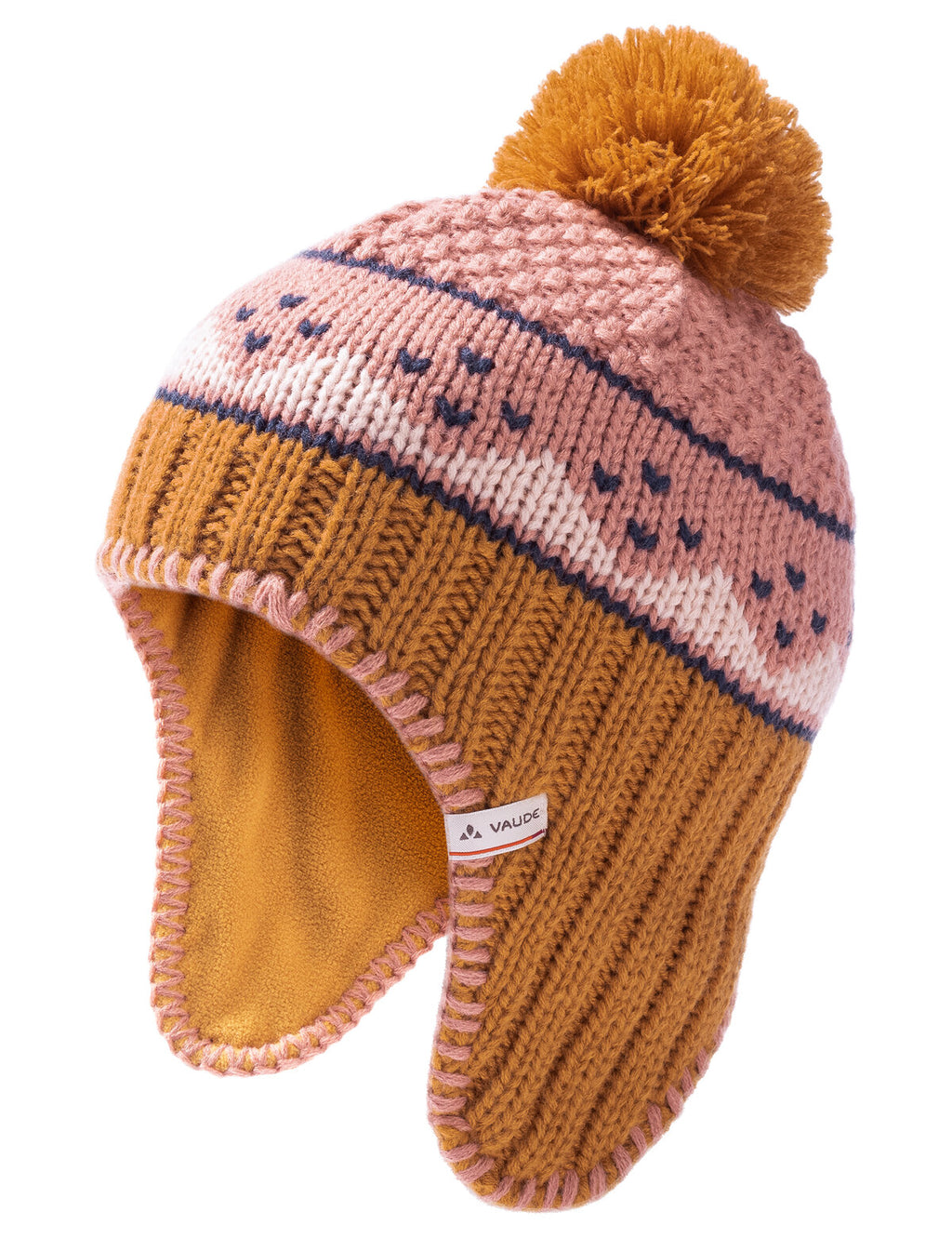 Kids Knitted Cap IV - silt brown/rose