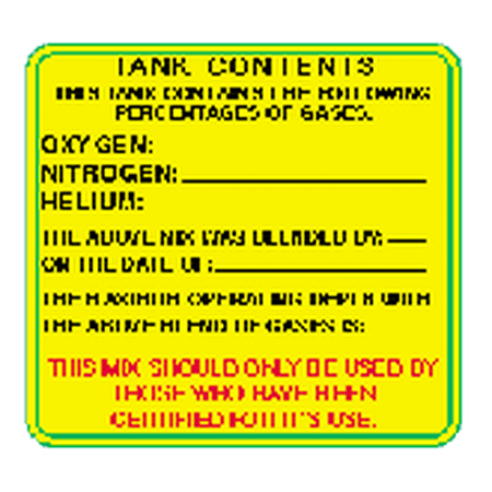 Nitrox sticker voor gasmix - D-Center